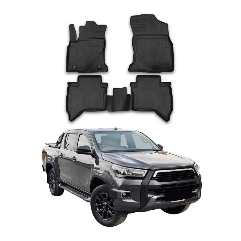 OMAC Tapis de sol pour Toyota Hilux VIII 2015-2026 sur mesure en caoutchouc Noir