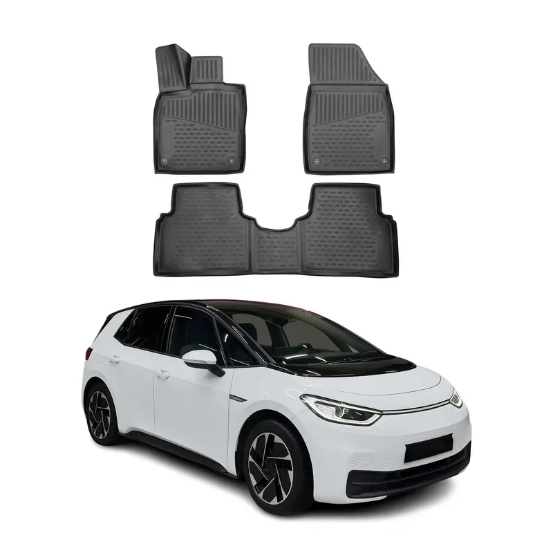 OMAC Tapis de sol pour Volkswagen ID.3 2020-2026 en caoutchouc Noir