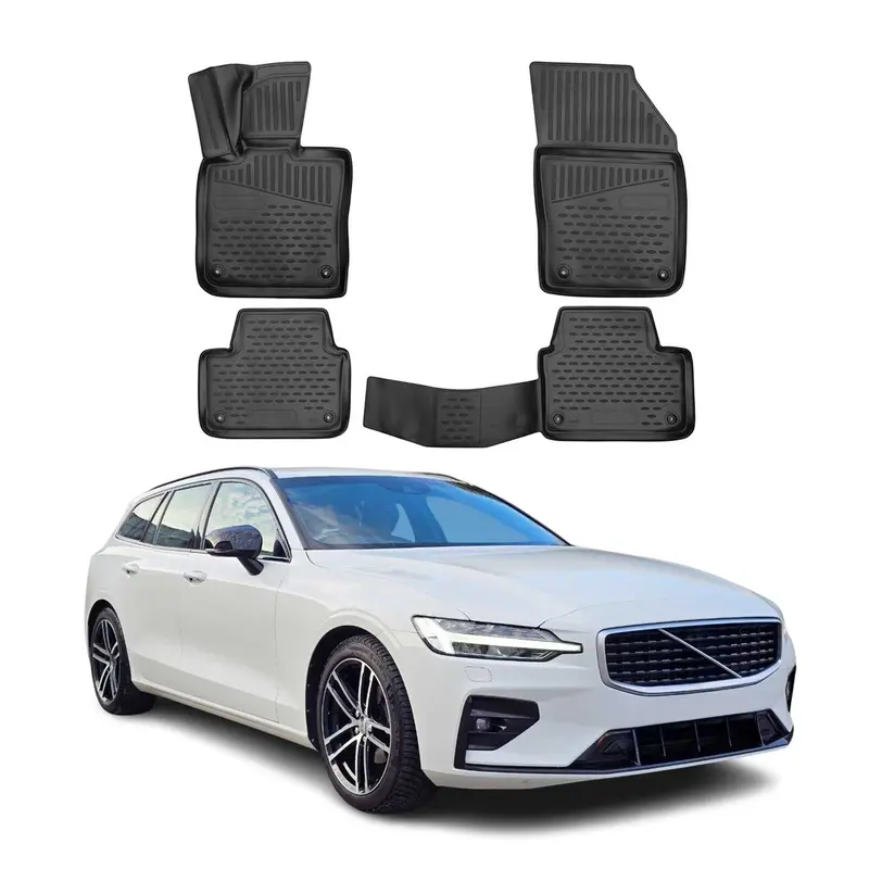 OMAC Tapis de sol pour Volvo V60 2019-2026 sur mesure en caoutchouc Noir