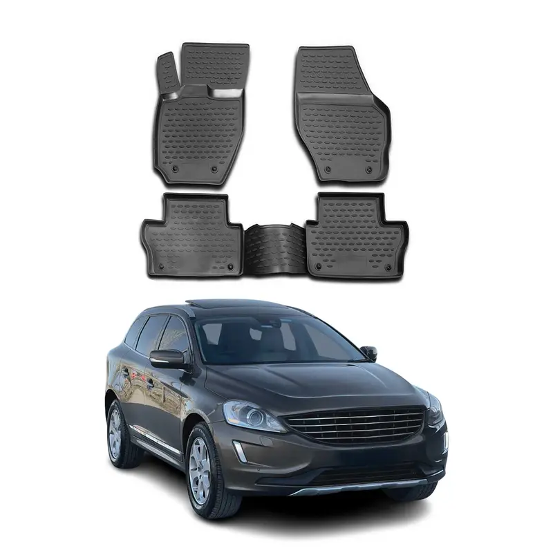 OMAC Tapis de sol pour Volvo XC60 2008-2017 en caoutchouc Noir