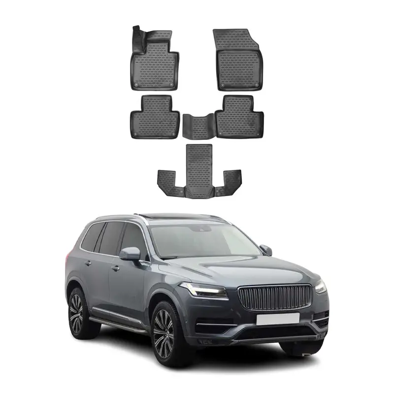 OMAC Tapis de sol pour Volvo XC90 2019-2026 sur mesure en caoutchouc Noir