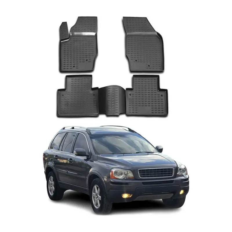 OMAC Tapis de sol pour Volvo XC90 I 2003-2014 en caoutchouc Noir 4Pcs