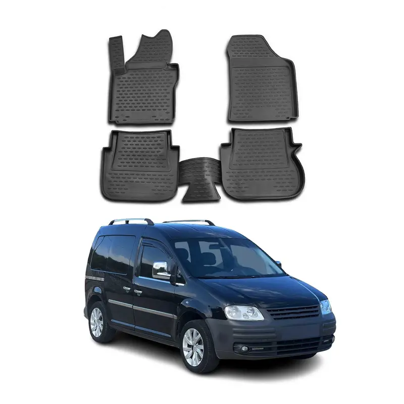 OMAC Tapis de sol pour VW Caddy 2007-2015 sur mesure caoutchouc Noir