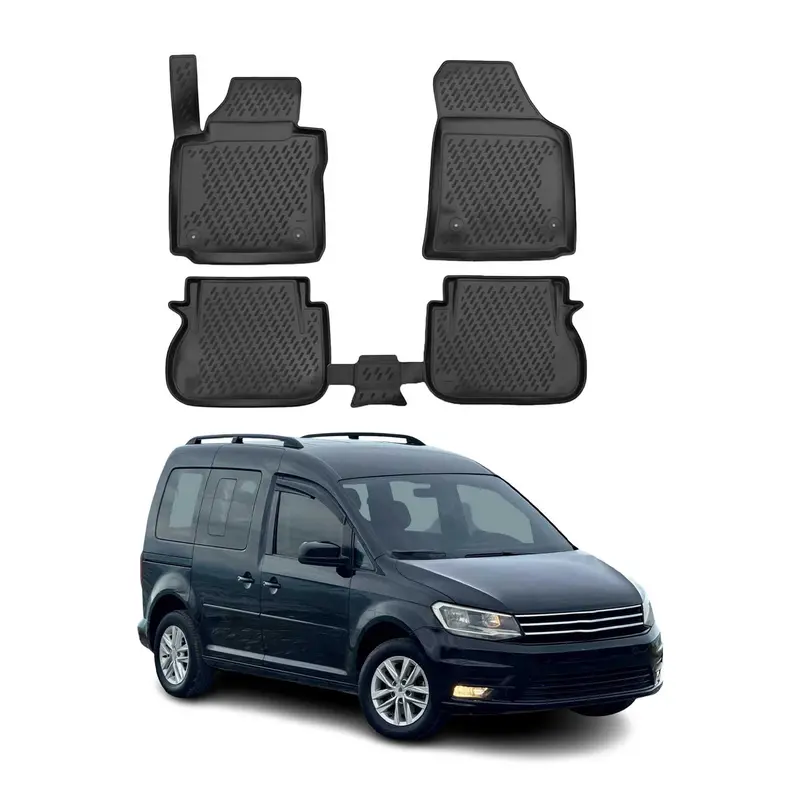 OMAC Tapis de sol pour VW Caddy IV 2015-2020 sur mesure en caoutchouc Noir