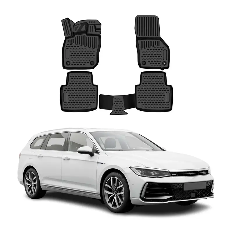 OMAC Tapis de sol pour VW Passat B8 2019-2023 Facelift en caoutchouc Noir 4Pcs