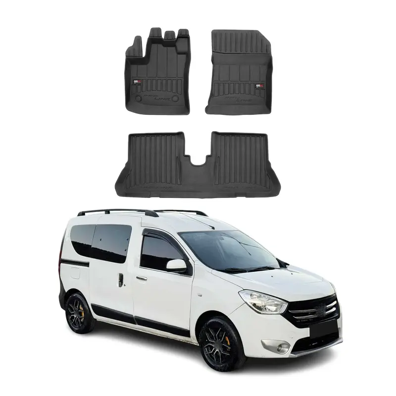 OMAC Tapis de sol sur mesure noir pour Dacia Dokker 2012-2021 3 pièces en TPE