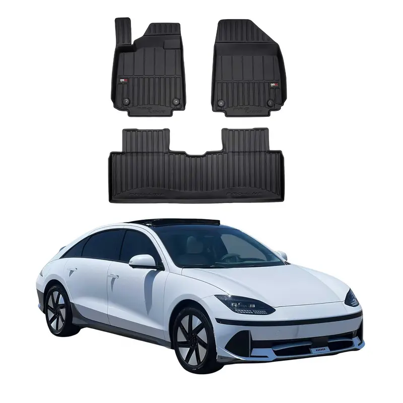 OMAC Tapis de sol sur mesure noir pour Hyndai Ioniq 6 2022-2026 3 pièces en TPE