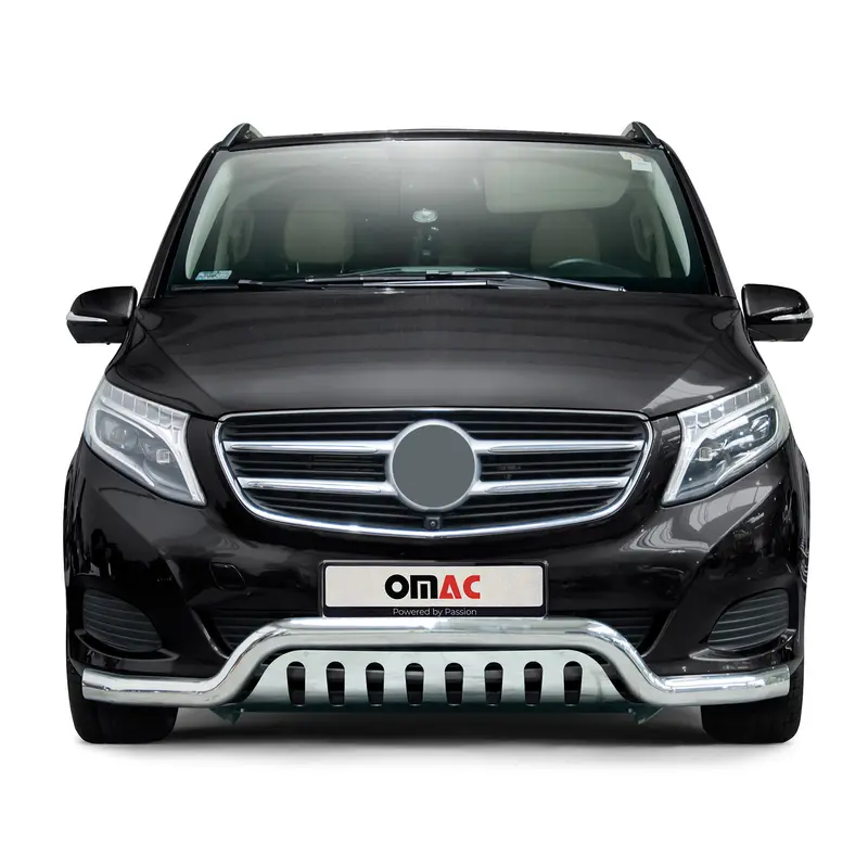 Pare-Buffle Avant Pour Mercedes Classe V 2014-2019 Acier Inoxy Argent