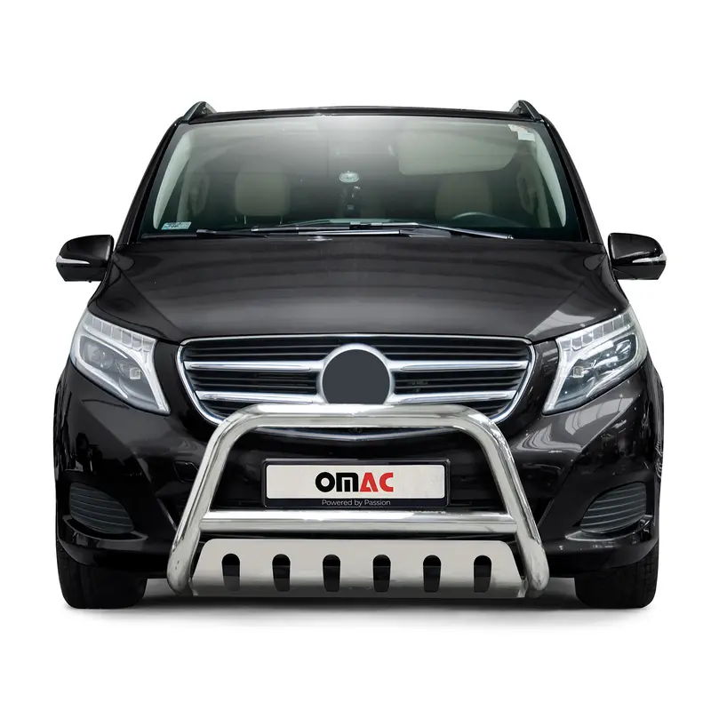 Pare-Buffle Avant Pour Mercedes Classe V 2014-2019 Argent Acier Inoxy