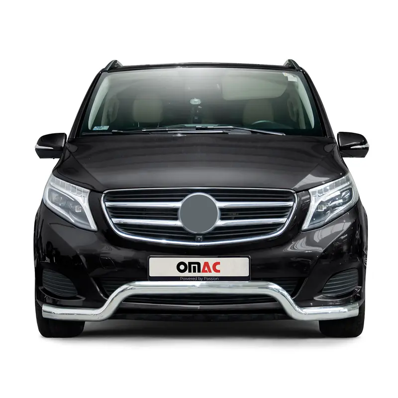 Pare-Buffle Avant Pour Mercedes Classe V 2014-2019 en Acier Inox Argent