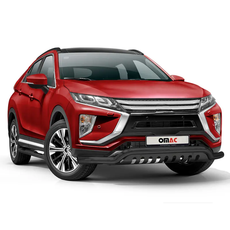 Pare-Buffle Avant Pour Mitsubishi Eclipse Cross 2018-2019 Noir en Acier Inoxy