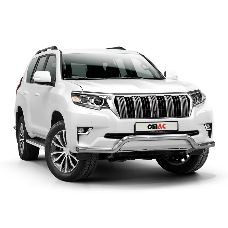Pare-Buffle Avant Pour Toyota Land Cruiser 150 2019-2023 Argent en Acier Inoxy
