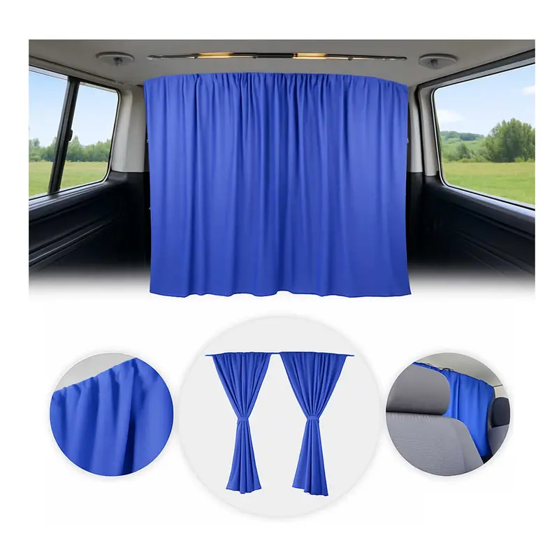 Rideaux De Séparation de Cabine pour VW T7 Multivan L1 L2 Bleu Foncé Tissu
