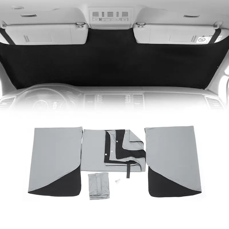 Rideaux pare-soleil magnétique pour Citroen Jumper 2006-2026 Gris-Noir Tissu