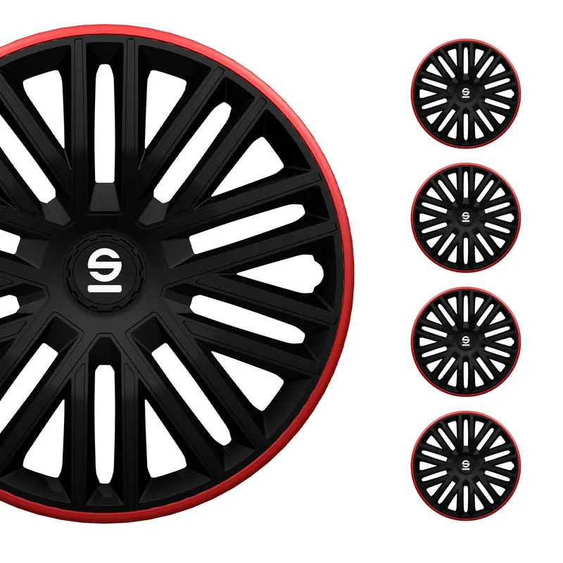SPARCO Jeu Enjoliveurs de Roues 14 Pouces Rouge & Noir 4Pcs