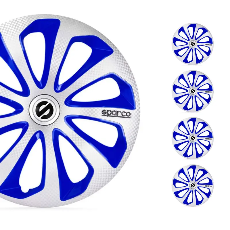 SPARCO Jeu Enjoliveurs de Roues 16 Pouces Argenté