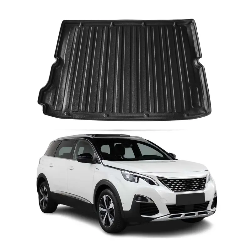 Tapis de Coffre pour Peugeot 5008 II 2017-2024 en TPE Noir