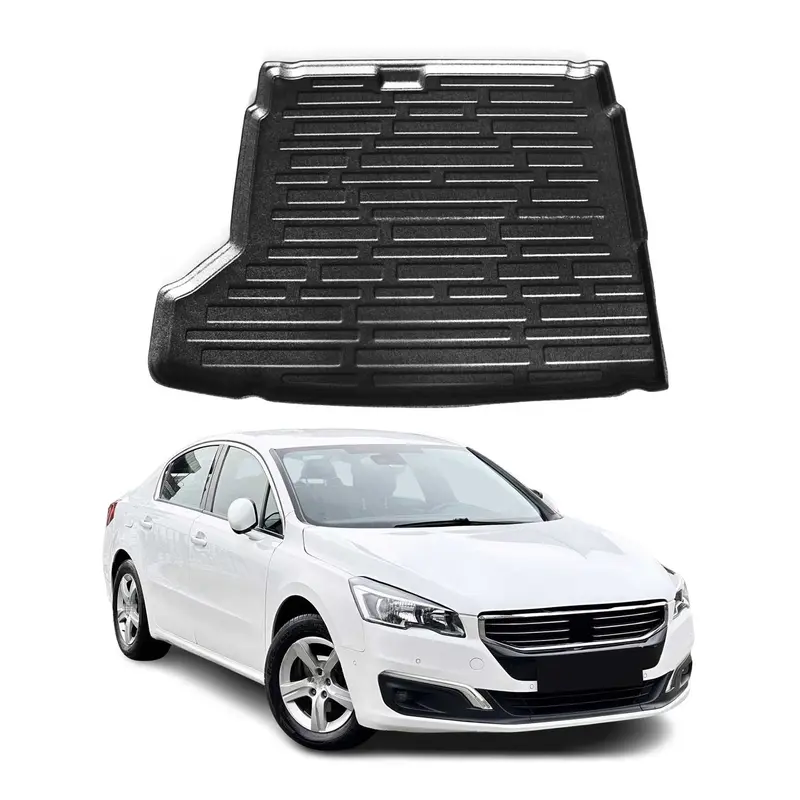 Tapis de Coffre pour Peugeot 508 I Berline 2011-2018 en TPE Noir