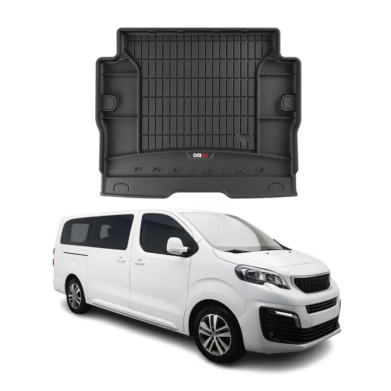 Tapis de Coffre pour Peugeot Traveller 2016-2026 Long TPE Noir