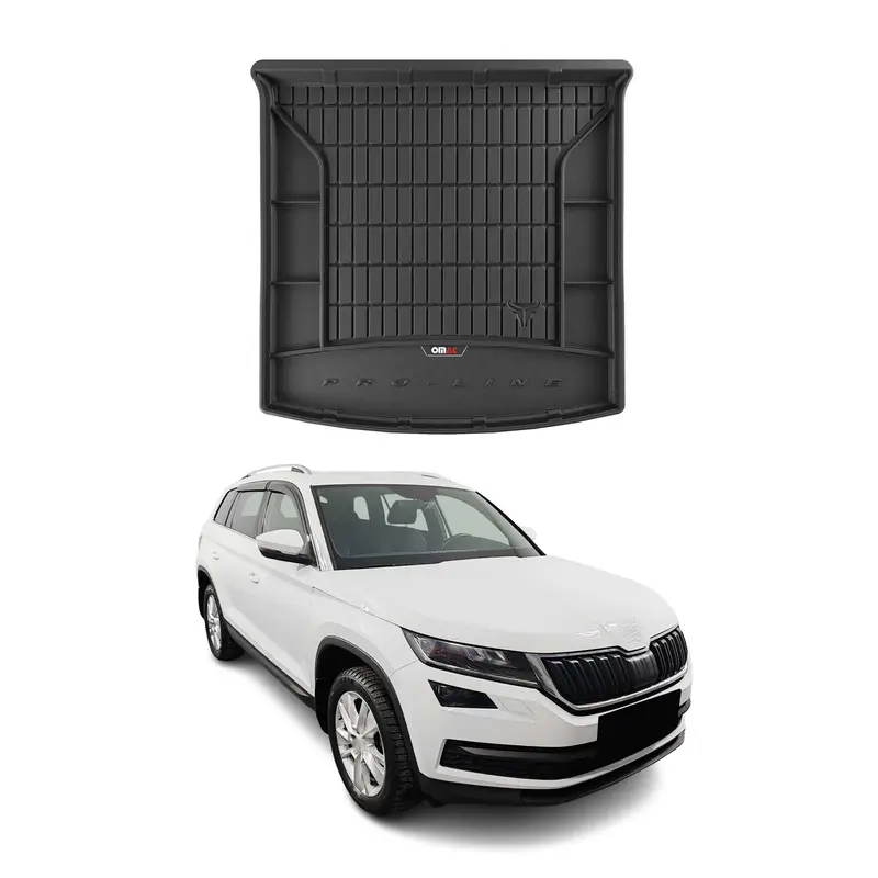 Tapis de Coffre pour Skoda Kodiaq 2016-2024 en Caoutchouc Noir