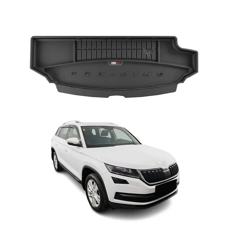 Tapis de Coffre pour Skoda Kodiaq 2016-2024 en Caoutchouc TPE Noir