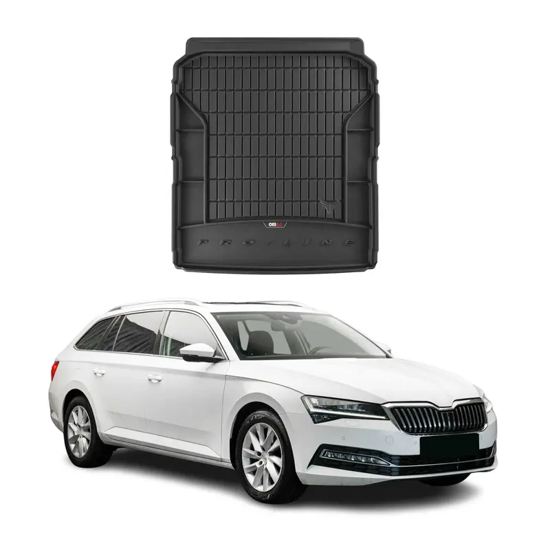 Tapis de Coffre pour Skoda SuperB 2015-2024 en Caoutchouc TPE Noir