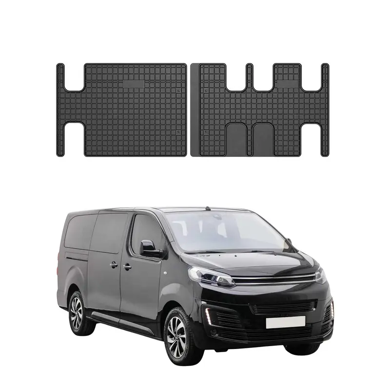 Tapis de Sol pour Citroen Jumpy 2016-2026 3e rangée en Caoutchouc Noir
