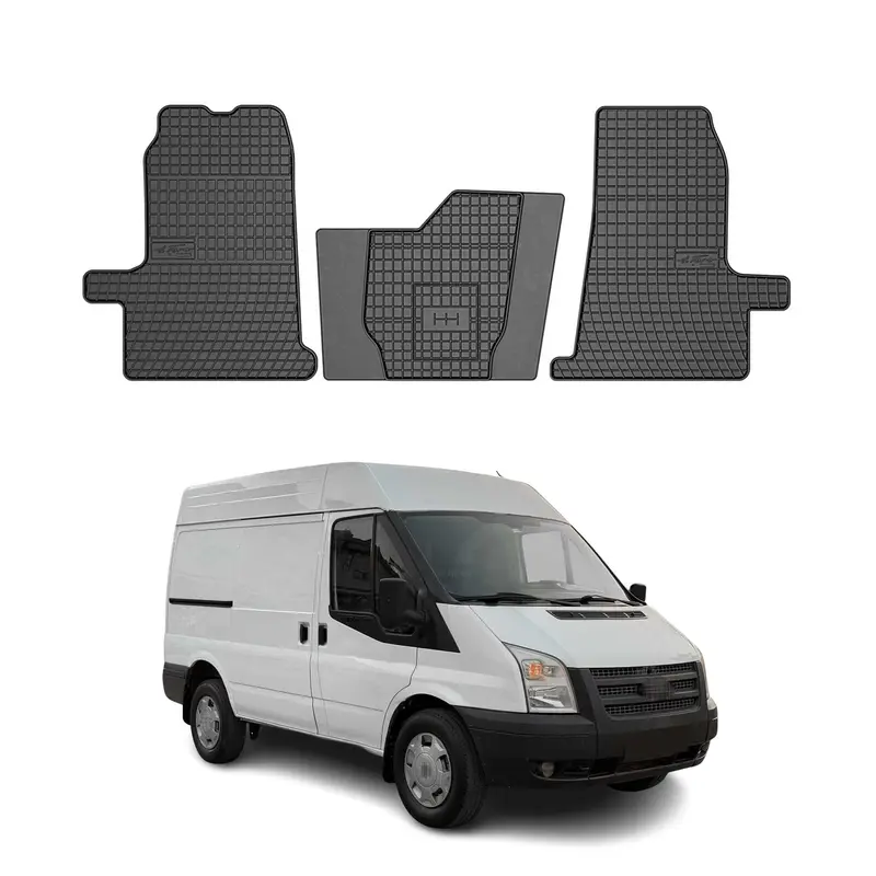 Tapis de Sol pour Ford Transit 2000-2013 Caoutchouc Noir