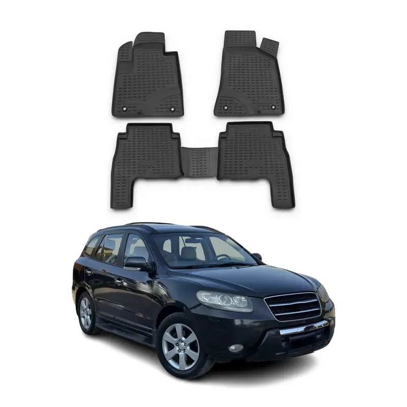 Tapis de sol pour Hyundai Santa Fe II 2006-2010 Pre-FL en caoutchouc TPE 3D 4Pcs