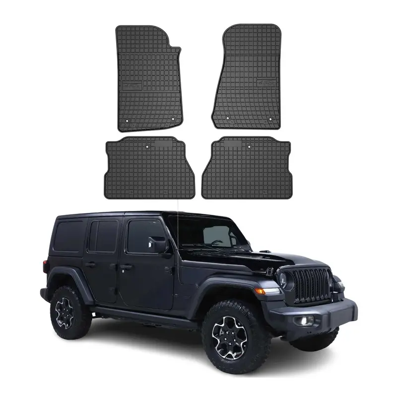 Tapis de Sol pour Jeep Wrangler 2018-2026 Noir Caoutchouc