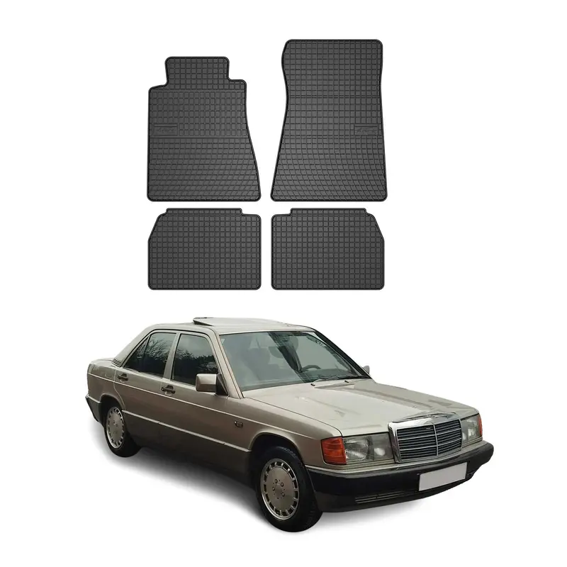 Tapis de Sol pour Mercedes Classe C W201 1982-1993 Caoutchouc Noir
