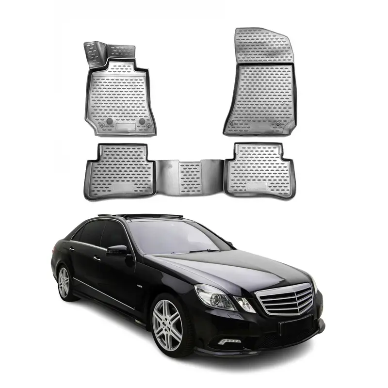 Tapis de sol pour Mercedes Classe E W212 2013-2016 en caoutchouc TPE 3D Gris 4x