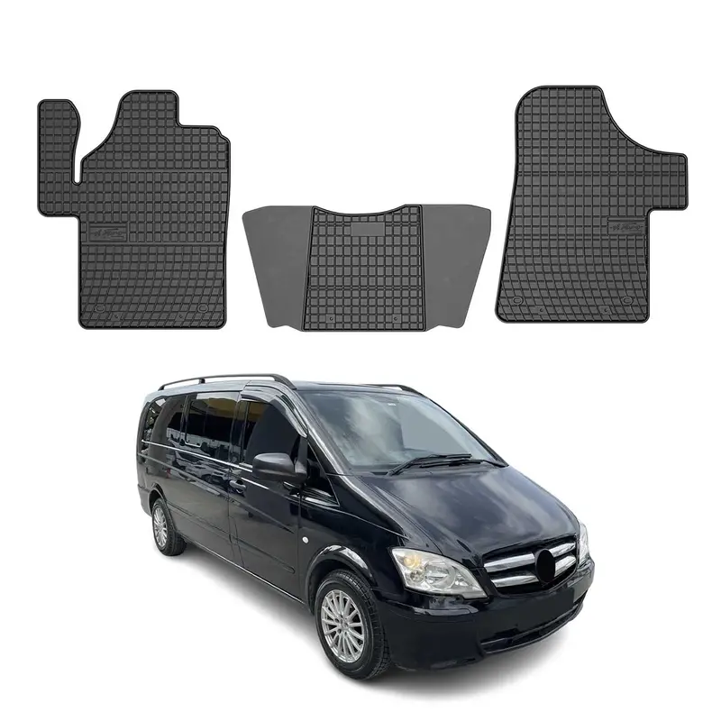 Tapis de Sol pour Mercedes Viano 2003-2014 Caoutchouc Noir