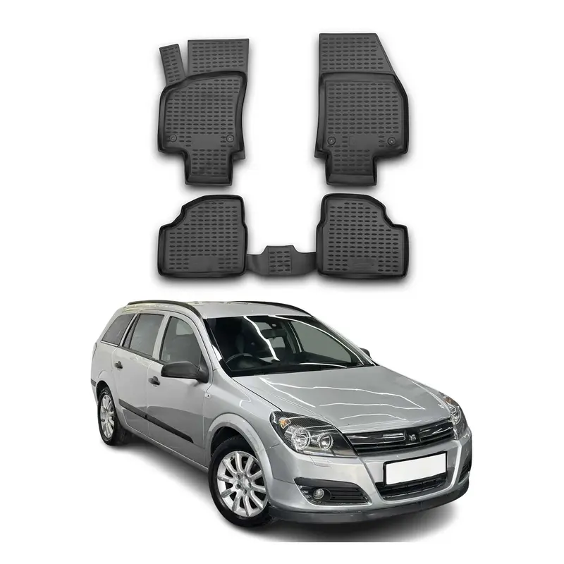 Tapis de sol pour Opel Astra 2004-2014 Caravan en caoutchouc TPE 3D Noir 4Pcs