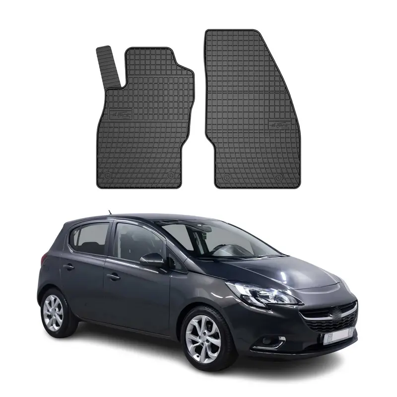Tapis de sol pour Opel Corsa E 2014-2019 en caoutchouc Noir 2 Pcs
