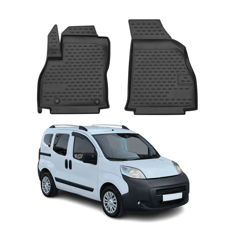 Tapis de sol pour Peugeot Bipper 2008-2021 1ère rangée caoutchouc TPE 3D Noir 2x