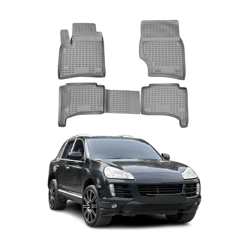 Tapis de sol pour Porsche Cayenne 2002-2010 en caoutchouc TPE 3D Gris 4Pcs