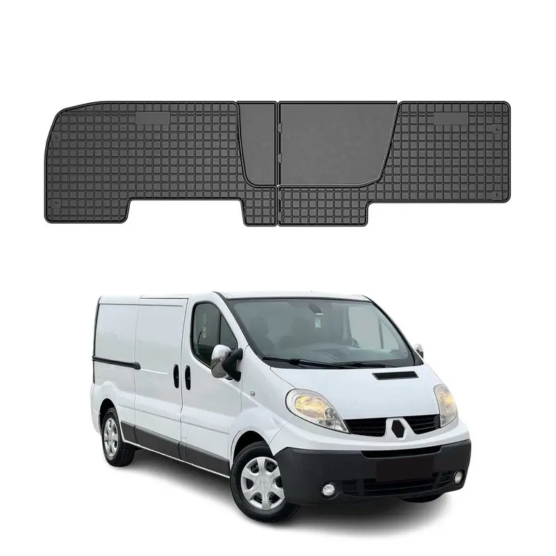 Tapis de Sol pour Renault Trafic 2001-2014 2ème rangée en Caoutchouc Noir