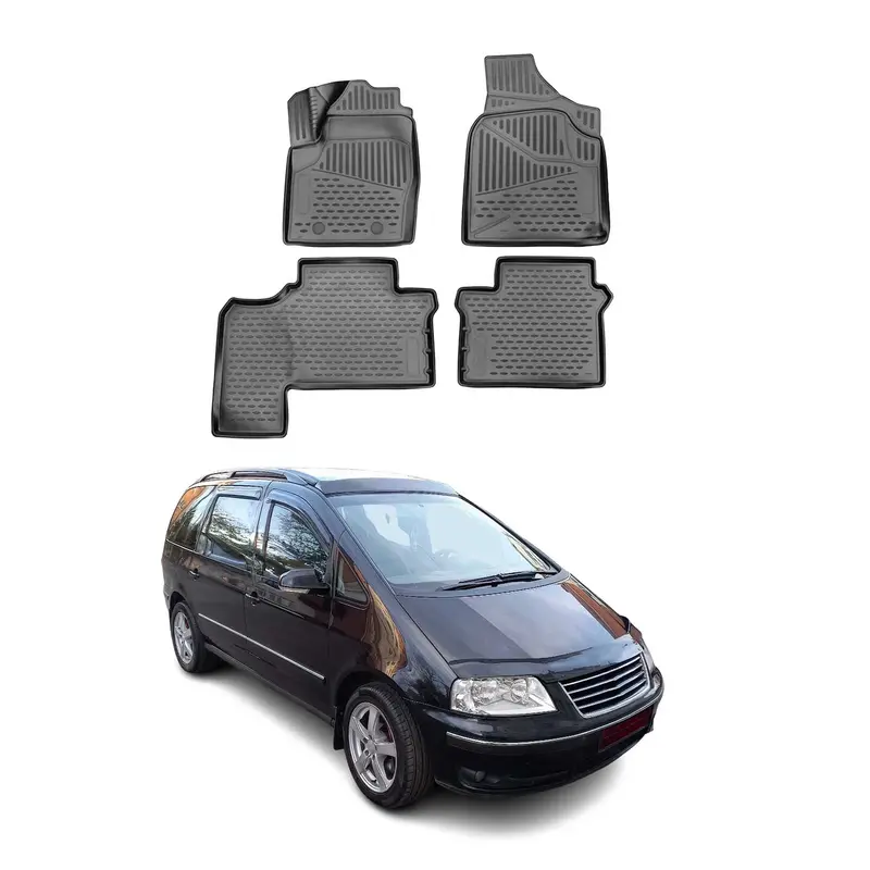 Tapis de sol pour Seat Alhambra 1995-2010 en caoutchouc TPE 3D Noir 4Pcs