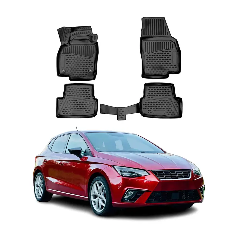 Tapis de sol pour Seat Ibiza 2017-2026 en caoutchouc TPE 3D Noir 4Pcs