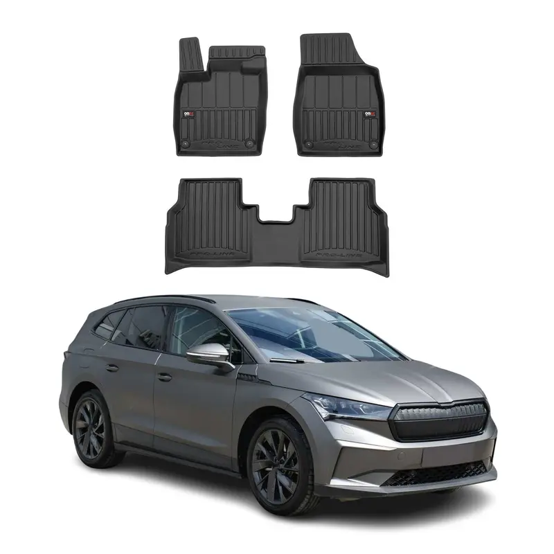 Tapis de Sol pour Skoda Enyaq iV 2020-2026 OMAC Premium Noir Caoutchouc TPE