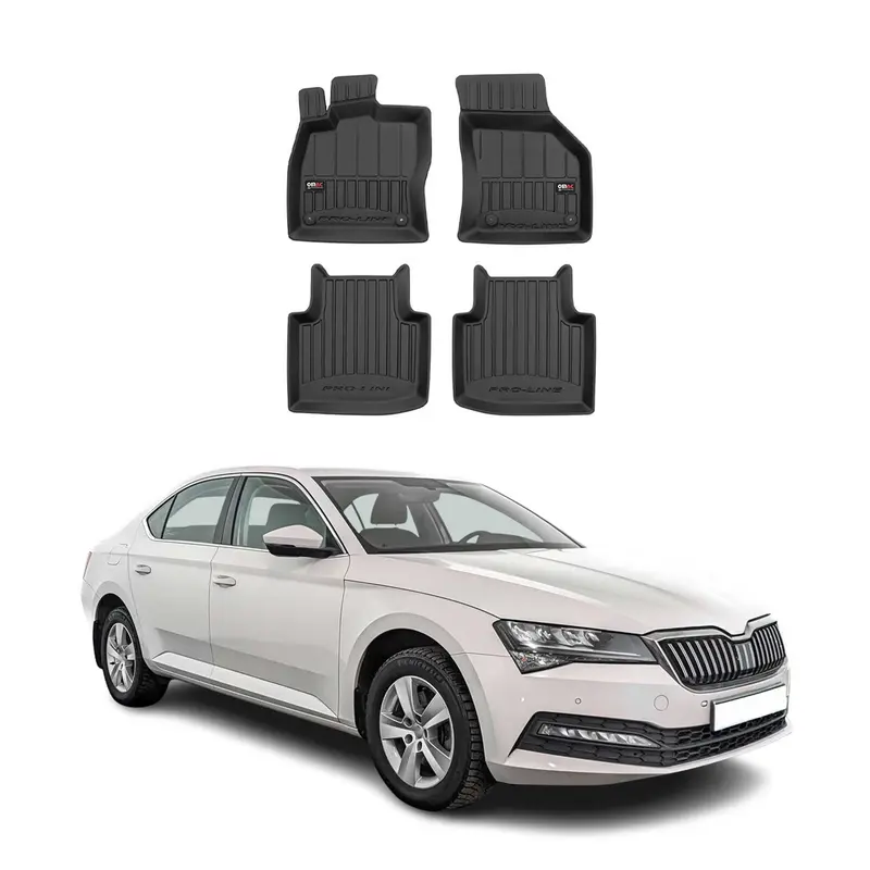 Tapis de Sol pour Skoda Superb 2015-2024 TPE Noir 4 Pcs