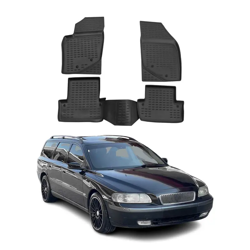 Tapis de sol pour Volvo V70 II 2000-2007 en caoutchouc TPE 3D Noir 4Pcs