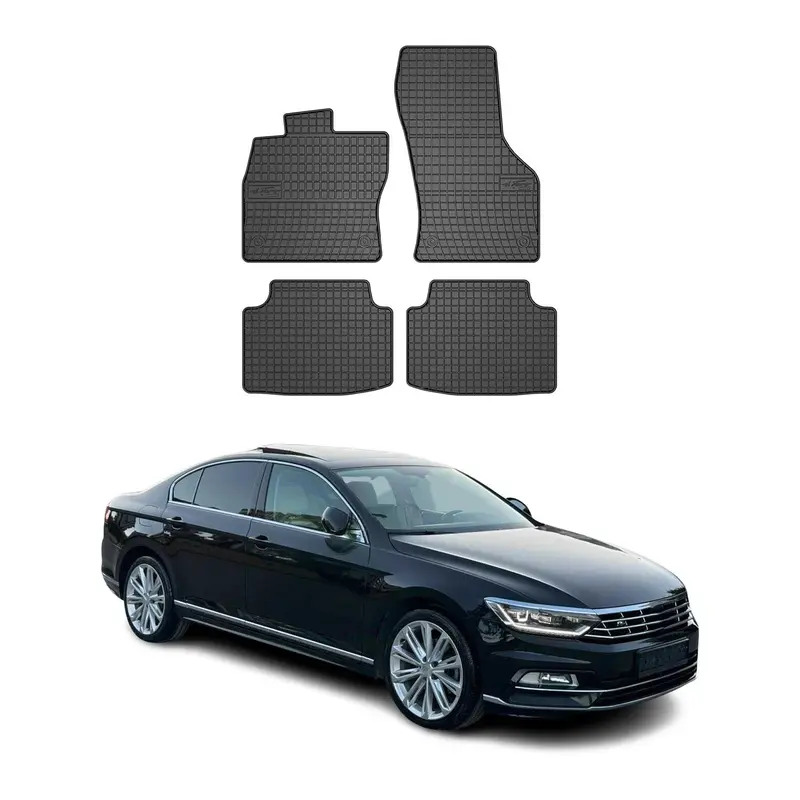Tapis de Sol pour VW Passat B8 2015-2023 Caoutchouc Noir 4Pcs