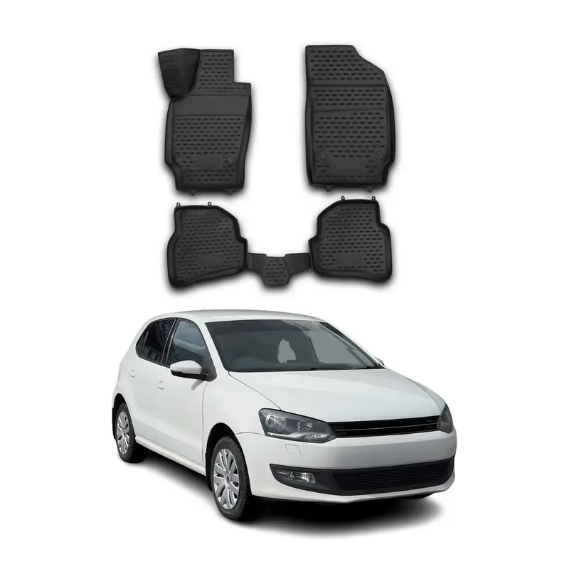 Tapis de sol pour VW Polo V 2009-2017 en caoutchouc TPE 3D Noir 4Pcs