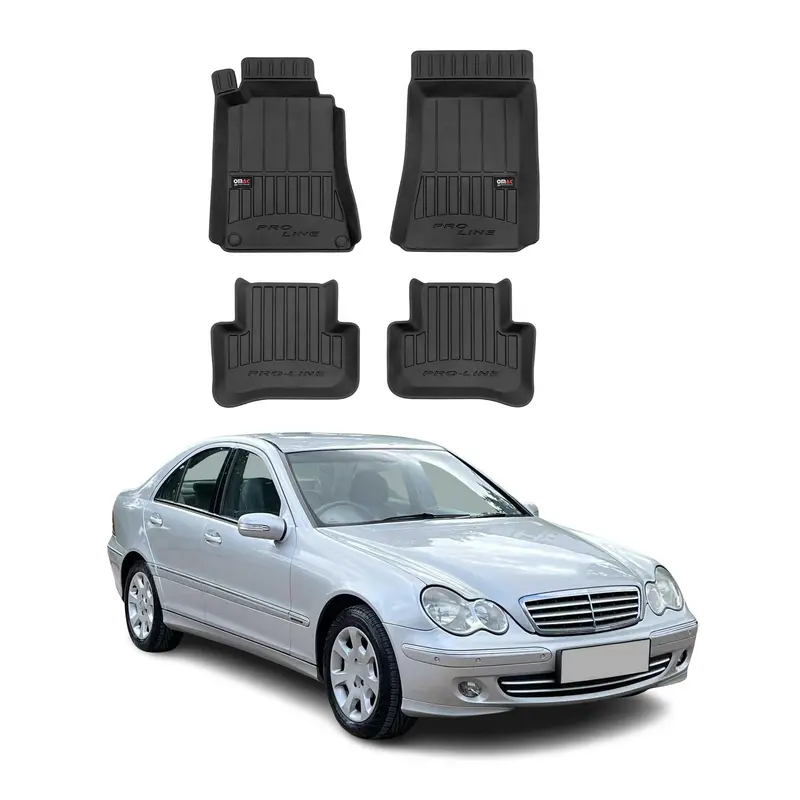 Tapis de Sol Voiture pour Mercedes Classe C W203 2000-2007 Caoutchouc TPE Noir