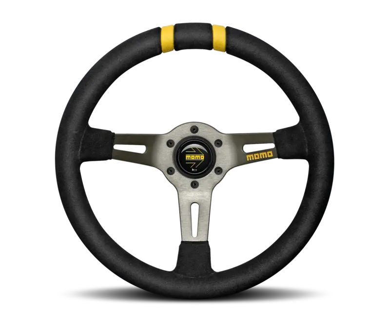 Volant MOMO MOD. DRIFT – 330 mm – Suédine Noire & Branches Anthracite