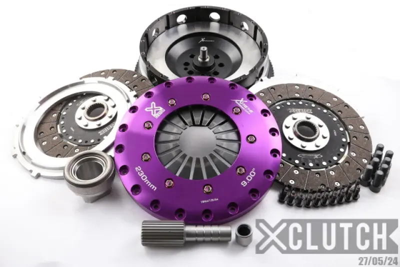 XClutch Kit d'Embrayage Bi-Disque Organique Solide 9" – BMW 335i 3.0L (2007-2010) (8 Boulons / PB sur Arbre d’Entrée)